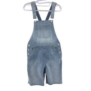 Gap Overall Cut Off Medium Wash Blue Denim Shorts Womens XS
